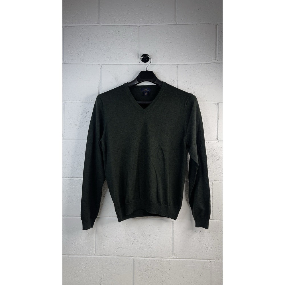 Brooks Brothers Mens Forest Green V-Neck Wool Blend Sweater Size M